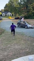 Men Pulls Out Car Stuck in Ditch