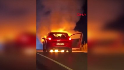 Sarıyer'de otomobil alev alev yandı