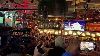 Robert Kraft receive a warm welcome at a Patriots fan party in London on Saturday.