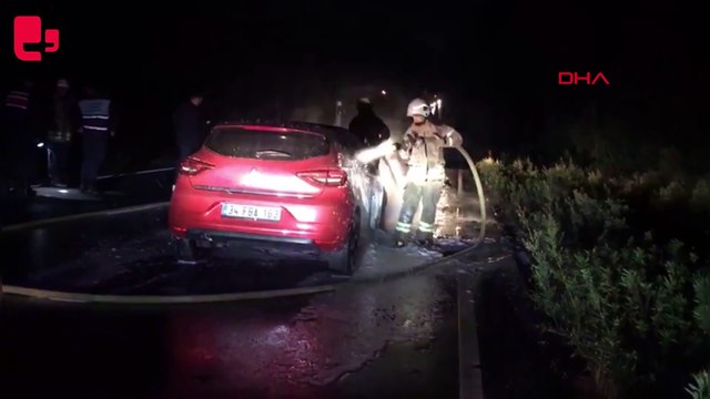 Sarıyer'de otomobil alev alev yandı