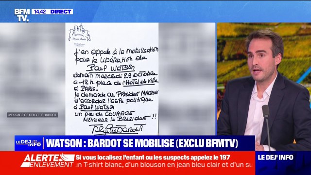 Brigitte Bardot appelle à la mobilisation pour obtenir la libération de Paul Watson, le fondateur de Sea Sheperd