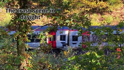 The scene of the train crash on Monday evening as investigators are still on site