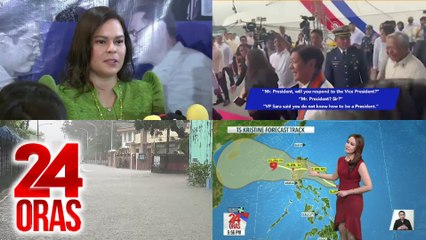 24 Oras: (Part 1) VP Sara, tinanggap ang mungkahi na magpa-neuro-psychiatric test; Malakas na hangin, ulan, at pagbaha, naranasan sa ilang bahagi ng bansa dahil sa Bagyong Kristine; Albay, isinailalim na sa state of calamity, atbp.