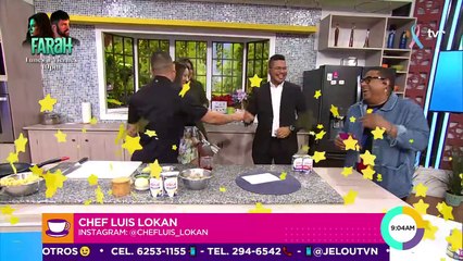 El chef Luis prepara pasta con camarones