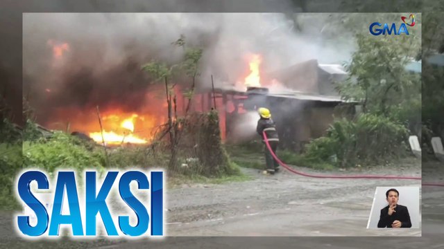 Barracks, nilamon ng apoy sa gitna ng pananalasa ng bagyong Kristine sa Catanduanes | Saksi