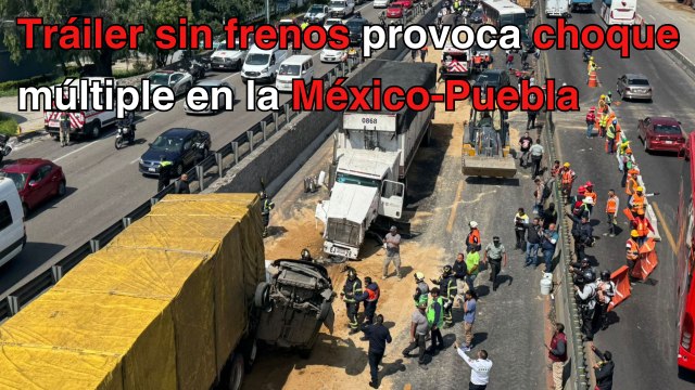 Choque de tráiler contra 10 vehículos provoca caos vial en autopista México-Puebla