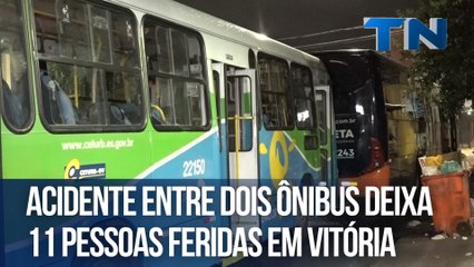 Acidente entre dois ônibus deixa 11 pessoas feridas em Vitória