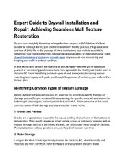 Expert Guide to Drywall Installation and Repair_ Achieving Seamless Wall Texture Restoration
