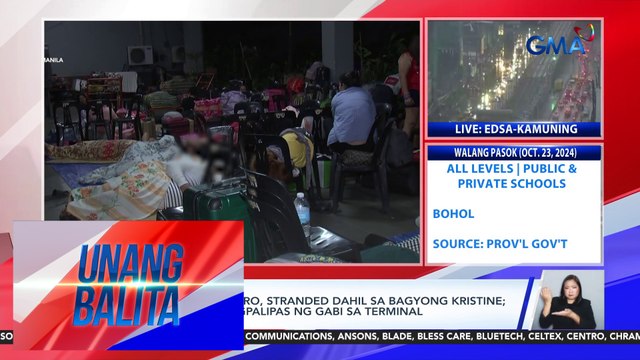 Mahigit 100 pasahero, stranded dahil sa Bagyong Kristine; ilan sa kanila, nagpalipas ng gabi sa terminal | Unang Balita