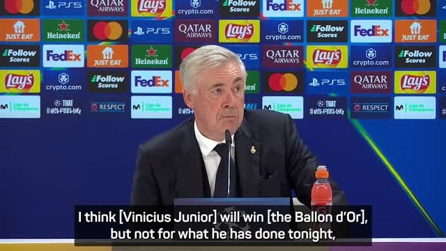 Vinicius Junior hat-trick won't change Ballon d'Or chances - Ancelotti