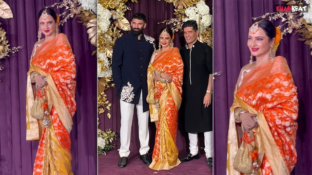 Manish Malhotra Diwali Party: Rekha ने Orange Banarsi saree पहन चलाया जादू ! Fans ने की तारीफ