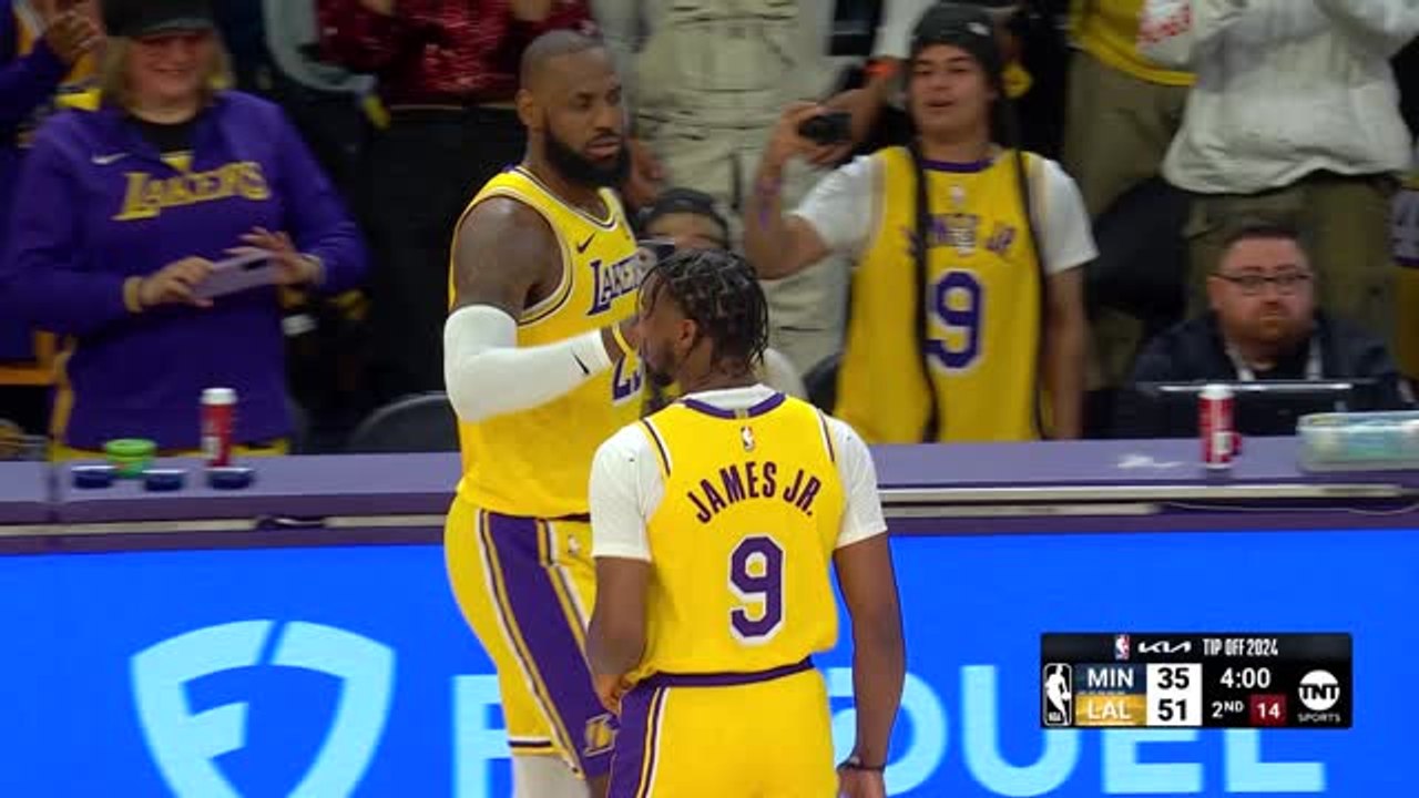 Bronny and LeBron James make history in Lakers'...