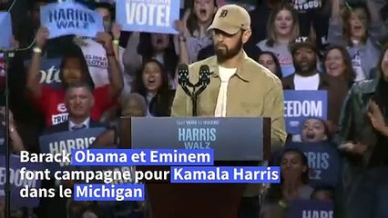 Obama rappe sur "Lose Yourself" aux côtés d'Eminem lors d'un meeting dans le Michigan