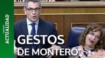 Viral al máximo: los raros gestos de Montero mientras habla Bolaños