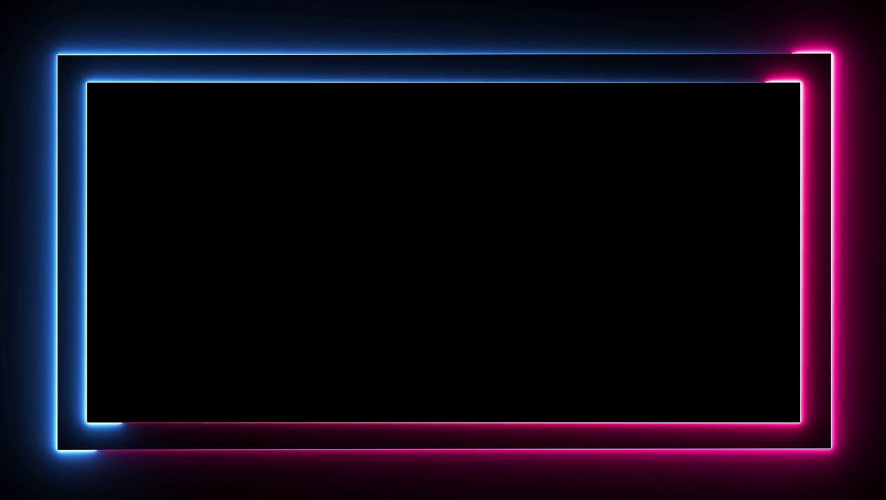 Glowing frame black screen | Neon light border | Frame template video background