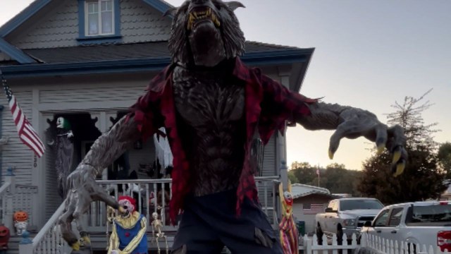 House brings the true Halloween vibe with its spooky front yard setup