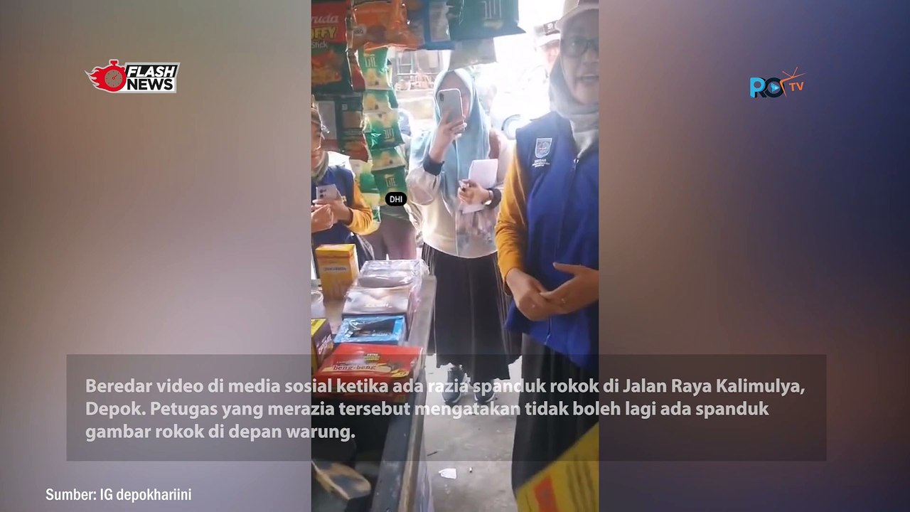 Viral Razia Spanduk Rokok Depan Warung di Depok