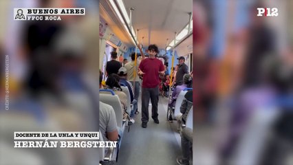 Скачать видео: Un profesor de la Univerisdad de Lanús y Quilmes da clases públicas en el Tren Roca como protesta