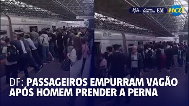 Passageiros do metrô-DF empurram vagão após homem prender perna em vão