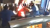 CCTV shows hero fish and chip shop staff batter knife-wielding robber