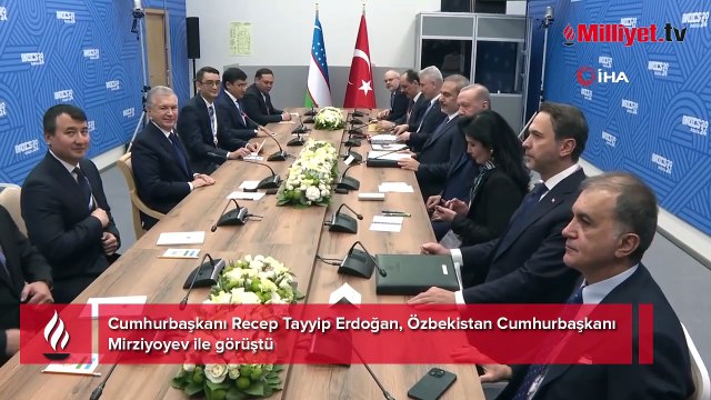 Cumhurbaşkanı Erdoğan, Özbekistan Cumhurbaşkanı Mirziyoyev ile bir araya geldi