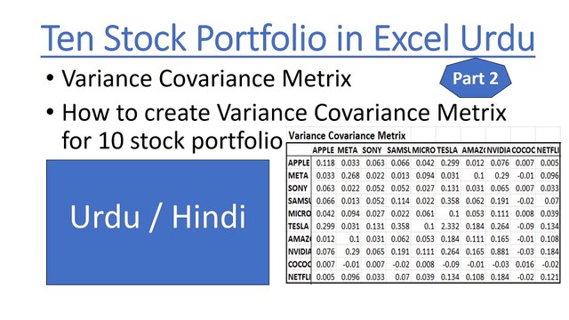 Ten stock Portfolio Variance covariance matrix part 2 monthly expected return, standard deviation and annualizing return, standard deviation