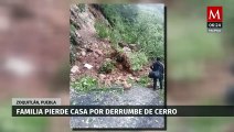 Familia pierde su casa por derrumbe de cerro en Zoquitlán, Puebla