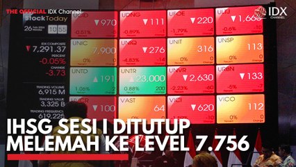 IHSG Sesi I Ditutup Melemah ke Level 7.756