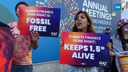 İklim aktivistlerinden IMF ve Dünya Bankası'nın 2024 yıllık toplantısı sırasında protesto