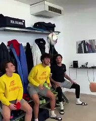 Il riscaldamento brasiliano del Giulianova prima della partita