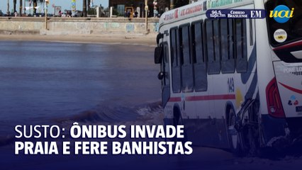 Ônibus descontrolado cruza praia em Montevidéu e deixa 15 feridos
