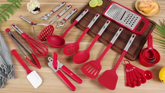 Kitchen Utensils Set 35 PCS Cooking Utensils Set, Nonstick and Heat Resistant Nylon Stainless Steel Silicone Spatula Set - Kitchen Gadgets Home Essentials Kitchen Accessories, Apartment Must Haves