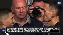 El momento más esperado: Topuria y Holloway se encaran en la presentación del combate