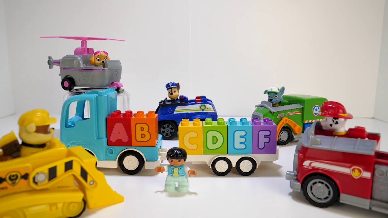 ABC Alphabet Learning Toy Video for Toddlers and Kids! PAW Patrol rescue LEGO Letter Blocks