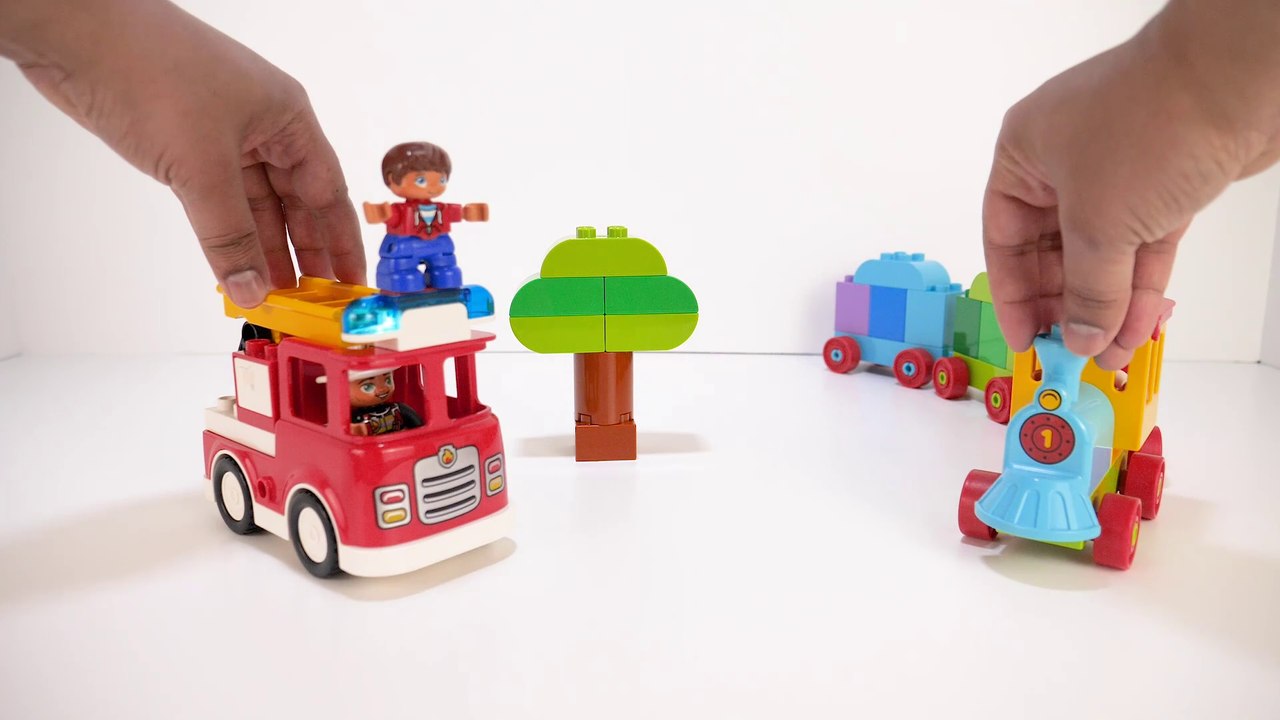 Learn to Help Others with Lego Duplo Train and Fire Truck Toy