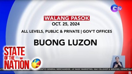 Klase sa lahat ng antas at pasok sa gobyerno sa luzon bukas, kanselado | SONA