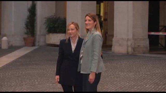 L'incontro a Palazzo Chigi fra Roberta Metsola e Giorgia Meloni
