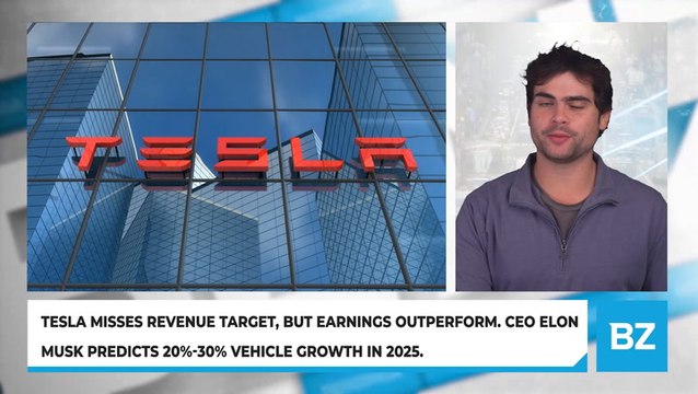 Tesla Misses Revenue Target, But Earnings Outperform. CEO Elon Musk Predicts 20%-30% Vehicle Growth in 2025.