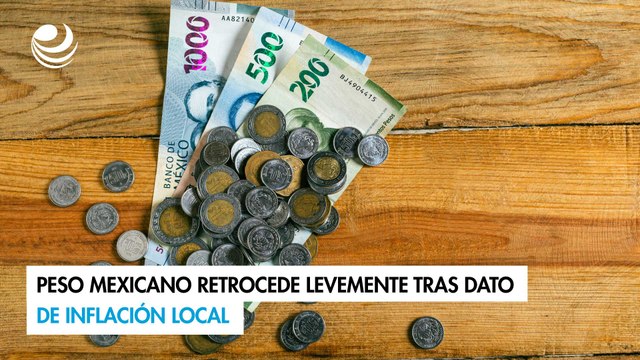 Peso mexicano retrocede levemente tras dato de inflación local