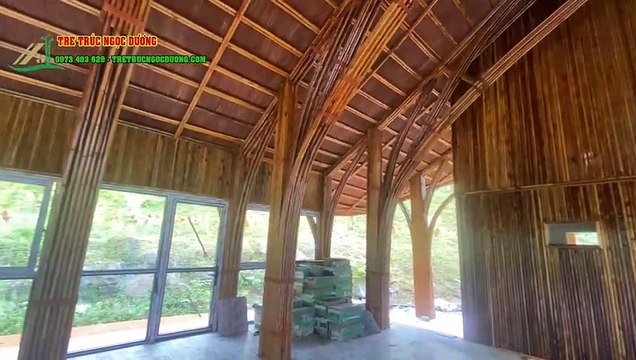 Completion of a Long Bamboo House with Curved Guot Roof in Hoa Binh - Green Architecture with Stunning Lakeside Views by Ngoc Duong Bamboo