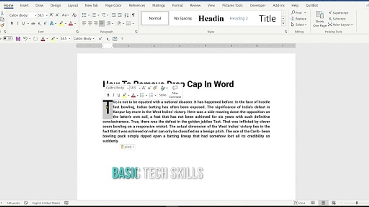 How to Remove Drop Cap in Word Document video Dailymotion