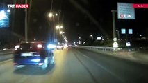 Ankara'da makas atan otomobil motosiklete çarptı