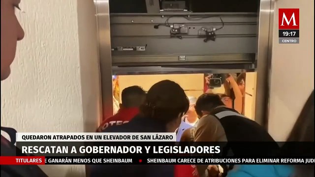 Rescatan a Rocha Moya, Monreal y otros diputados tras quedar atrapados en un elevador