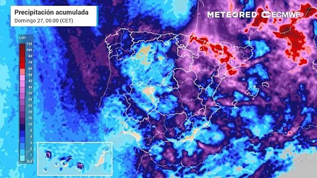 Fin de semana marcado por chubascos, tormentas, notable bajada de las temperaturas mínimas y máximas, y también por nevadas en zonas de montaña.