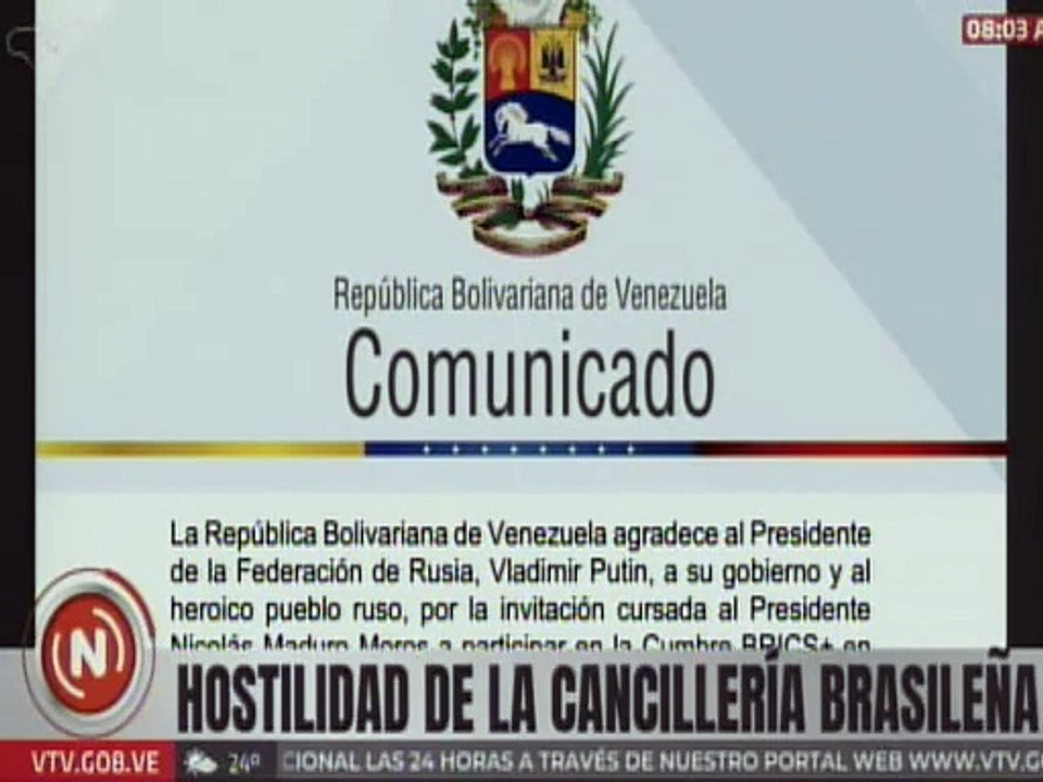 Venezuela rechaza decisión de la cancillería de Brasil para impedir nuestro ingreso a los BRICS