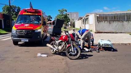 Acidente entre moto e caminhão deixa motociclista ferido no Periolo