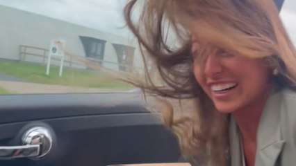 Woman (and her hair) blown away as Storm Isha hits the UK