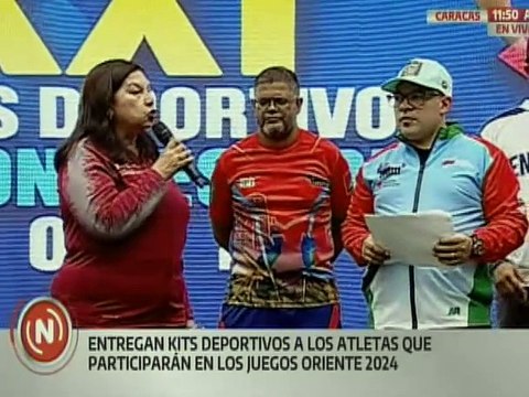 Caracas | Atletas que participarán en los Juegos Nacionales Oriente 2024 reciben kit deportivos