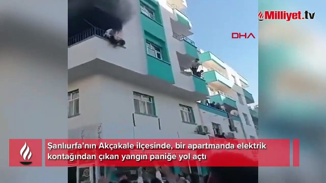 Şanlıurfa'da 6 katlı binada yangında mahsur kaldılar! Battaniyeye atlayarak kurtuldular