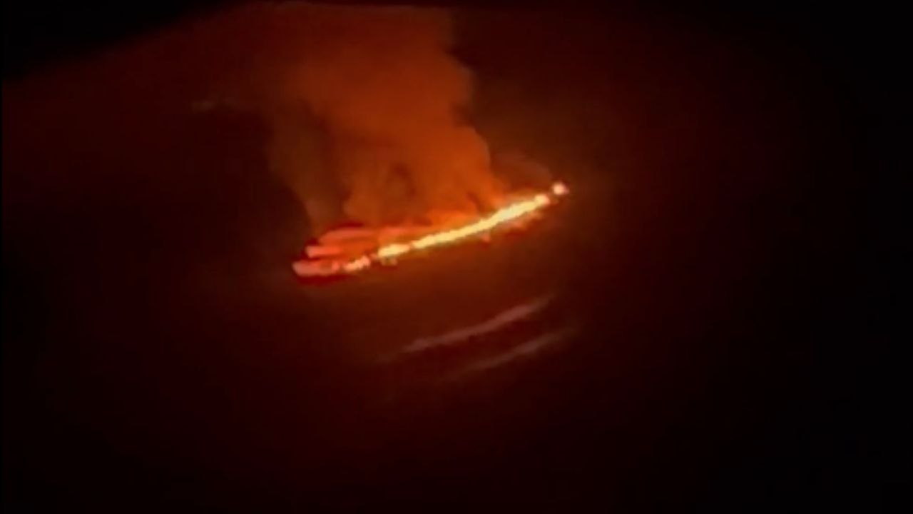 Iceland: INSANE airplane view of red-hot volcano eruption